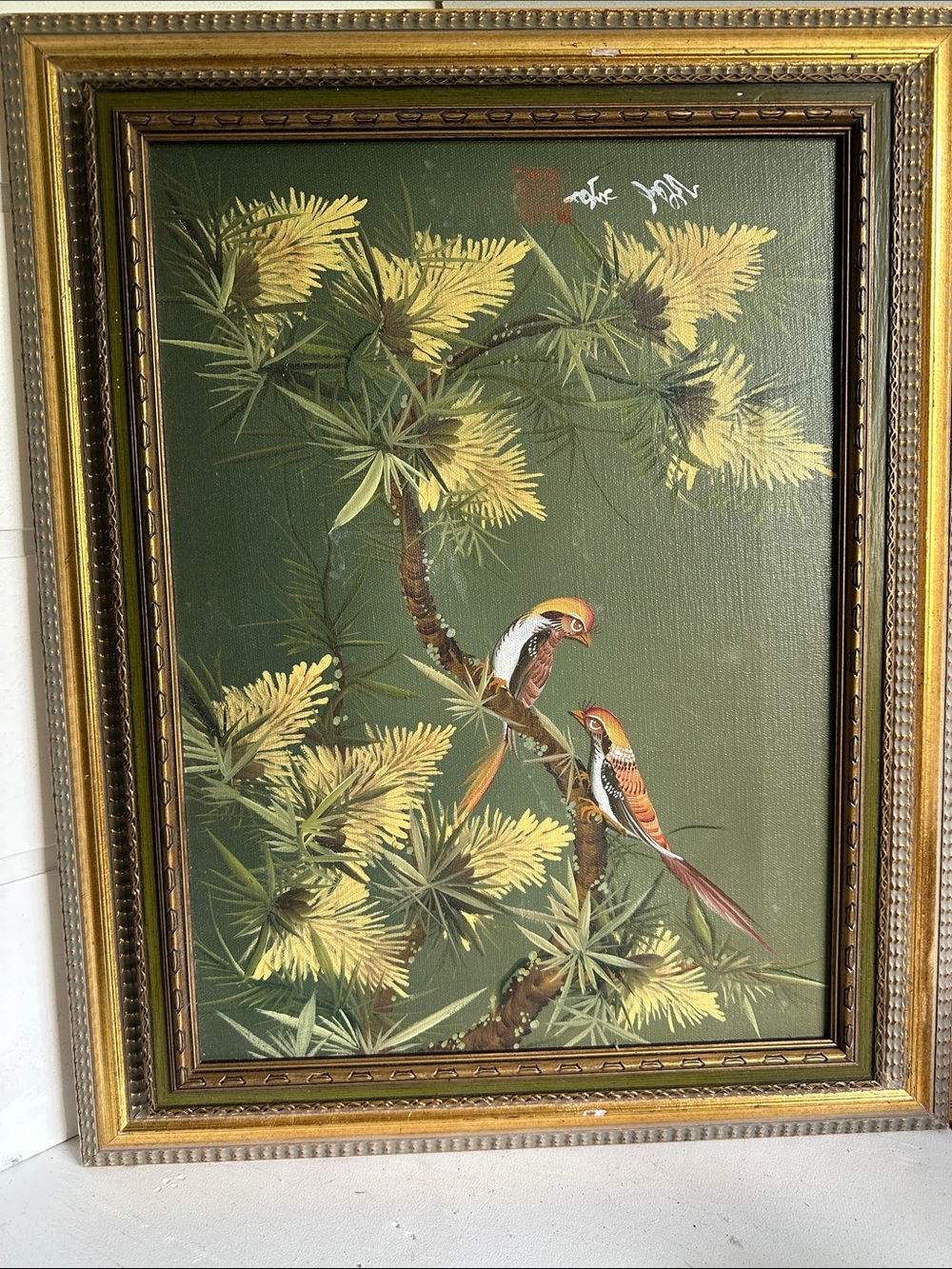 Vintage framed painting oriental